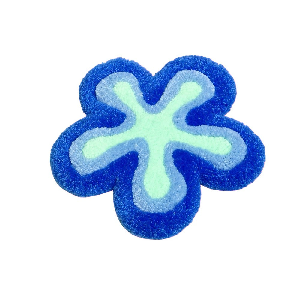 A blue flower-shaped soft good